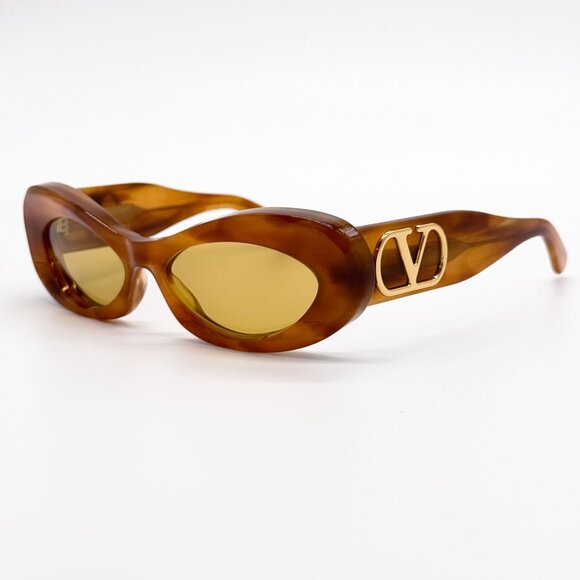 NEW VALENTINO SUNGLASSES VLS-178C HAVANA ORANGE OVAL WOMEN EYEWEAR main image 4